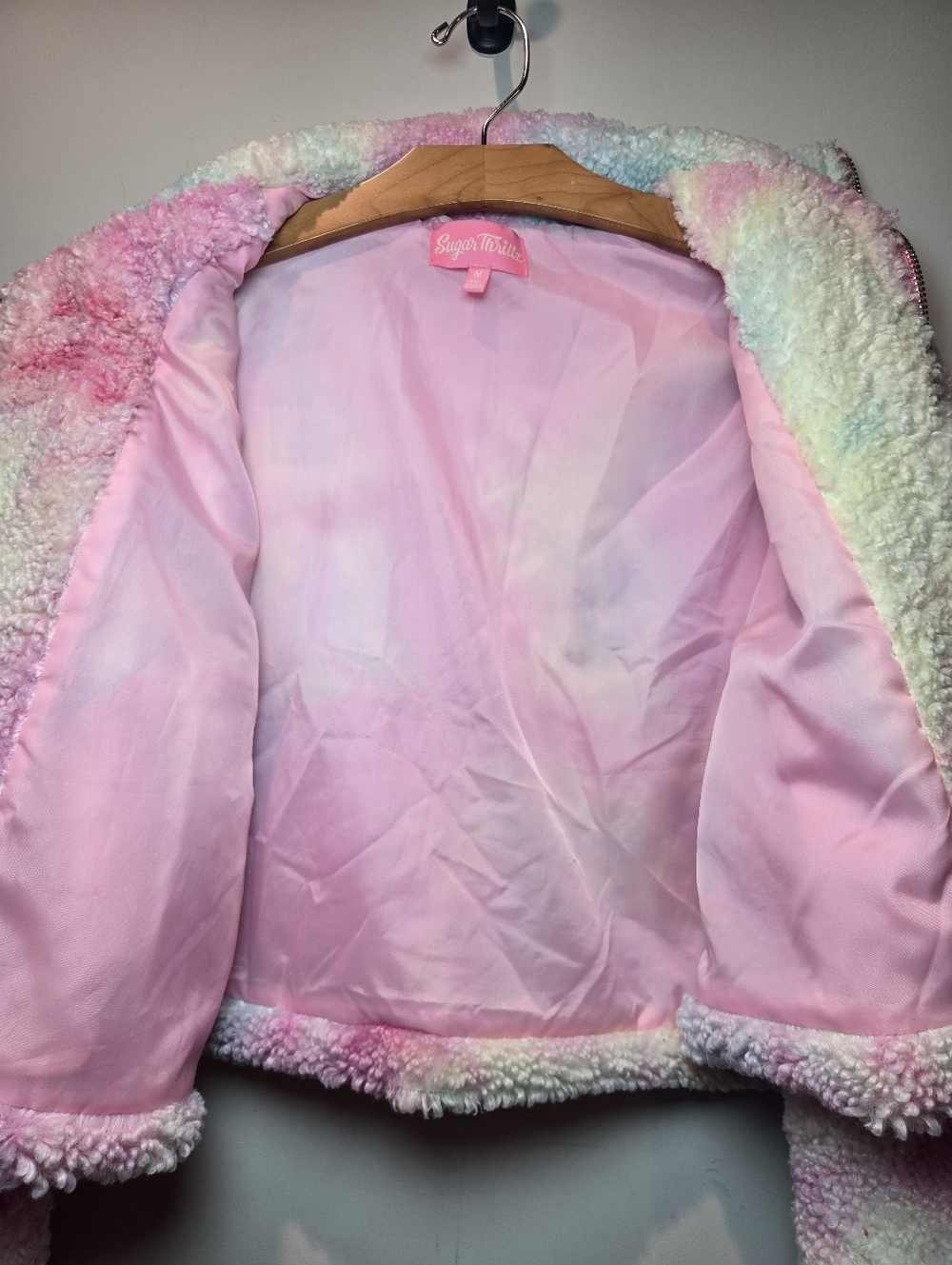 Sugar Thrillz Jacket Women's Sherpa Medium Dolls Kill Candy Pastel Dopamine Y2k - Picture 8 of 10